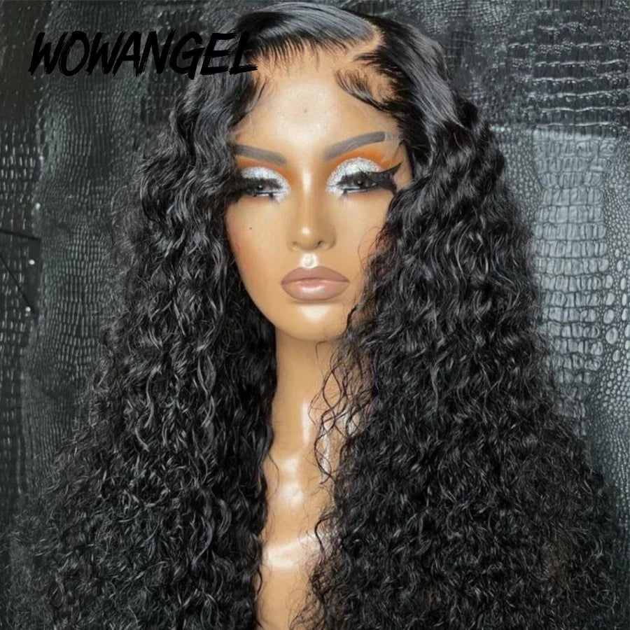 Wow Angel Glueless HD Lace Closure 5x5 Closure Water Wave Pre Plucked Natural Hairline Human Hair Curly Wigs Brazilian For Women