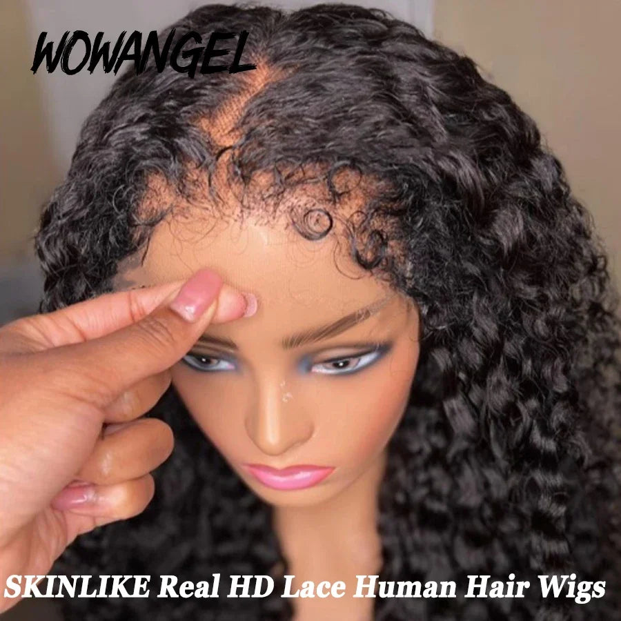 250% Afro Kinky Curly Baby Hair HD Lace Frontal Human Hair Wigs Deep Curly Glueless Wigs Melt Skins HD Full Lace Wigs for Woman