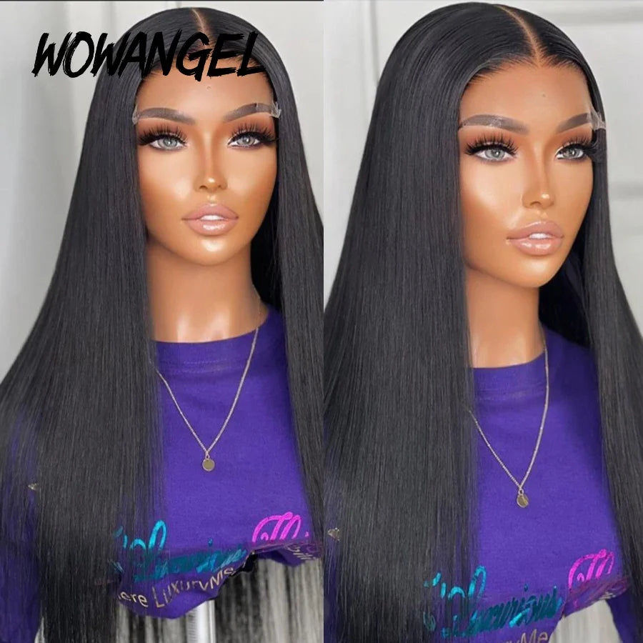 Wow Angel Glueless Wigs 5x5 HD Lace Closure Wigs Silk Straight Melt Skins Deep Part Ready to Go Human Hair Wig Remy For Woman