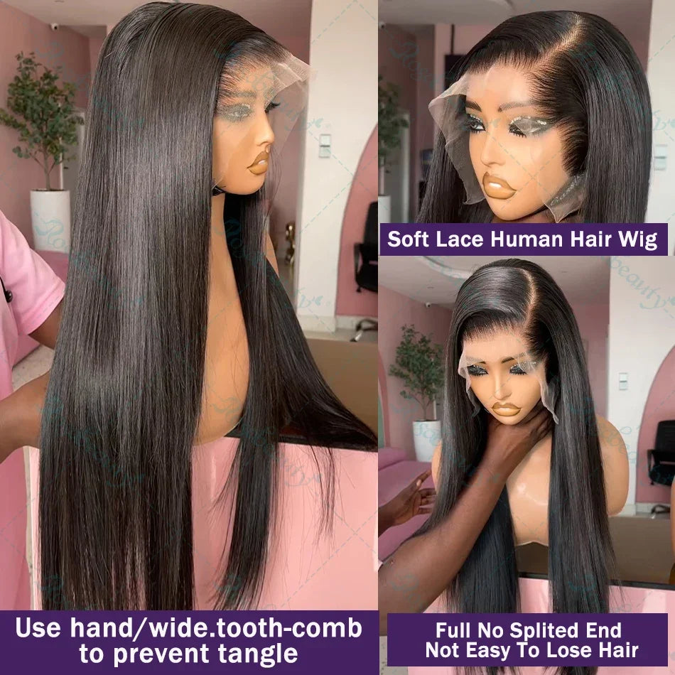 HD Lace Front Wigs 30 38 Inch Straight 13x4 13x6 Transparent Lace Frontal Human Hair Wigs Pre Plucked HD Lace Wigs For Women