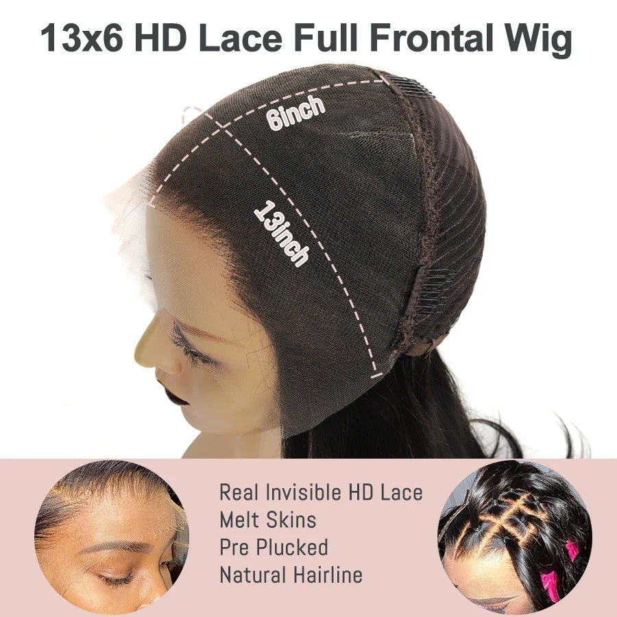 BEEOS 250% Invisible 13*6 HD Lace Full Frontal Human Hair Wigs Straight Pre Plucked 5*5 HD Lace Closure Wig For Women Brazilian