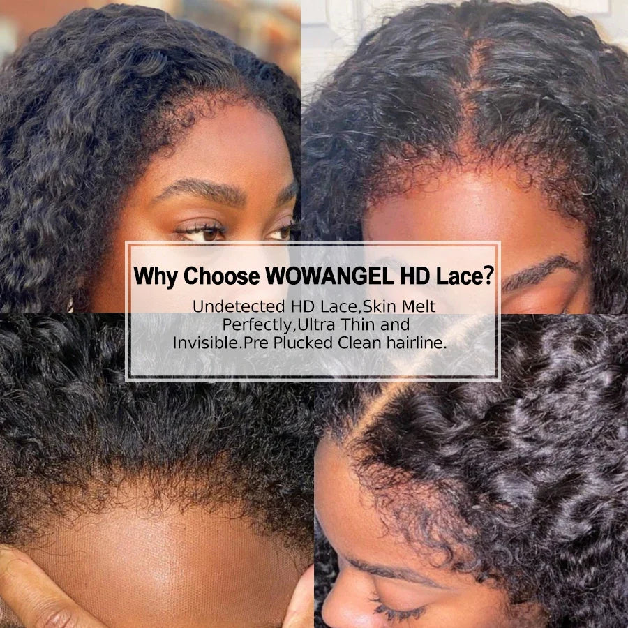 250% Afro Kinky Curly Baby Hair HD Lace Frontal Human Hair Wigs Deep Curly Glueless Wigs Melt Skins HD Full Lace Wigs for Woman