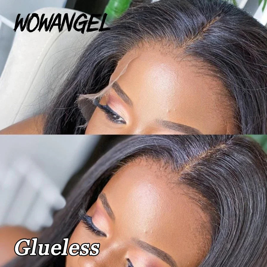 Wow Angel Glueless Wigs 5x5 HD Lace Closure Wigs Silk Straight Melt Skins Deep Part Ready to Go Human Hair Wig Remy For Woman
