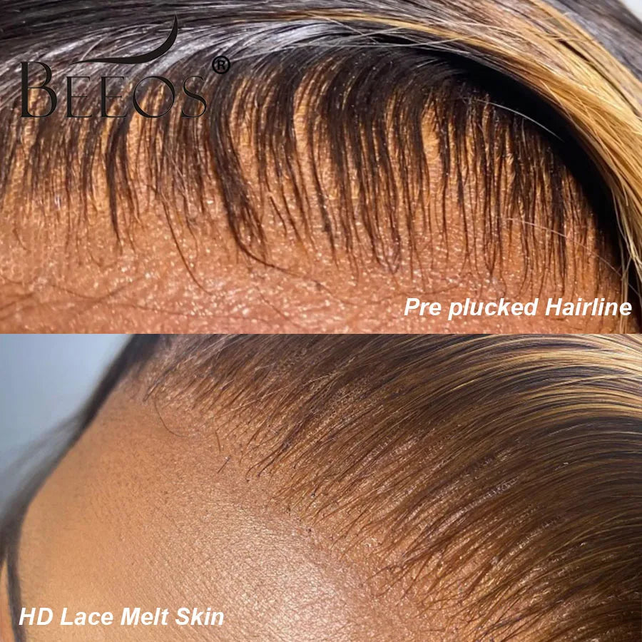 Ombre Honey Blonde 13x6 HD Lace Frontal Wig Body Wave HD Transparent Lace Front Human Hair Wigs For Women Pre Plucked Brazilian