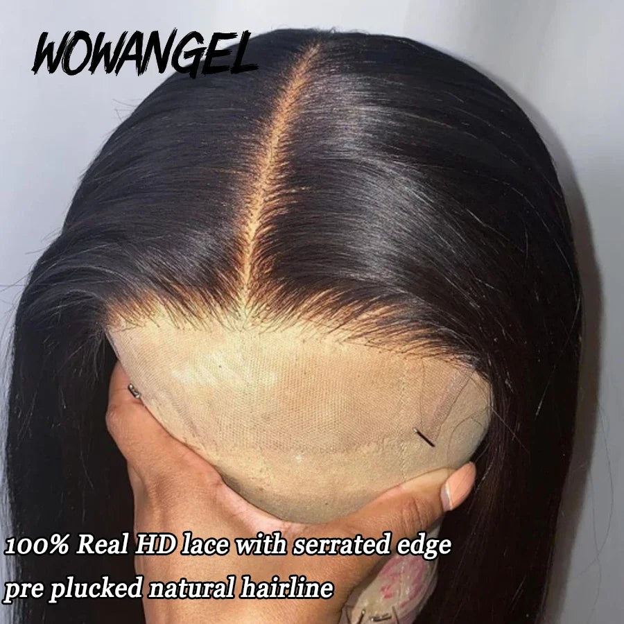 Wow Angel Glueless Wigs 5x5 HD Lace Closure Wigs Silk Straight Melt Skins Deep Part Ready to Go Human Hair Wig Remy For Woman