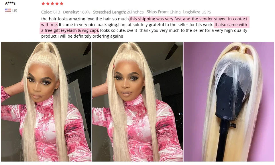 Ishow 613 Full Lace Human Hair Wig Blonde Lace Front Wig Human Hair Full Lace Wig Straight 13x4 Lace Front Human Hair Wig