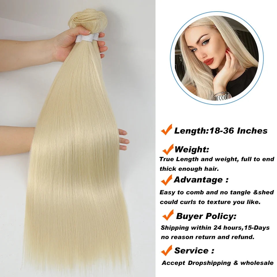 613 Honey Blonde Straight Hair Bundles Ombre Hair Extension 30 32 34 36Inch Super Long Hair Grey Synthetic Straight Hair Weaving