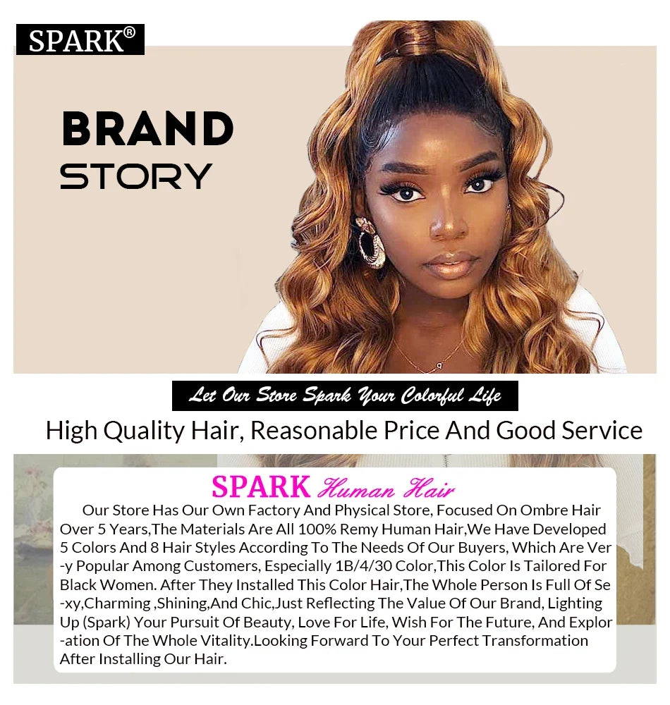 Spark Brazilian Loose Deep Wave Bundles With Closure Ombre Hair Human Hair With Lace Closure Remy Hair Extension Medium  Ratio
