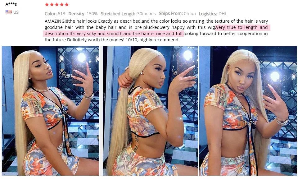 Ishow 613 Full Lace Human Hair Wig Blonde Lace Front Wig Human Hair Full Lace Wig Straight 13x4 Lace Front Human Hair Wig