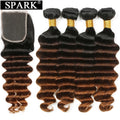 Spark Brazilian Loose Deep Wave Bundles With Closure Ombre Hair Human Hair With Lace Closure Remy Hair Extension Medium  Ratio