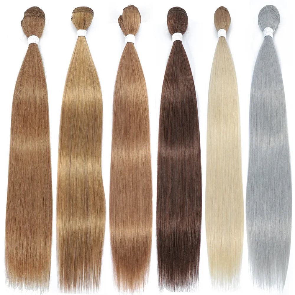 613 Honey Blonde Straight Hair Bundles Ombre Hair Extension 30 32 34 36Inch Super Long Hair Grey Synthetic Straight Hair Weaving