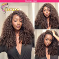 Chocolate Brown Burmese Curly Hair Half Glueless Wigs With Drawstring Human Hair 3 IN 1 Half Wigs Flip Over Deep Curly Half Wigs