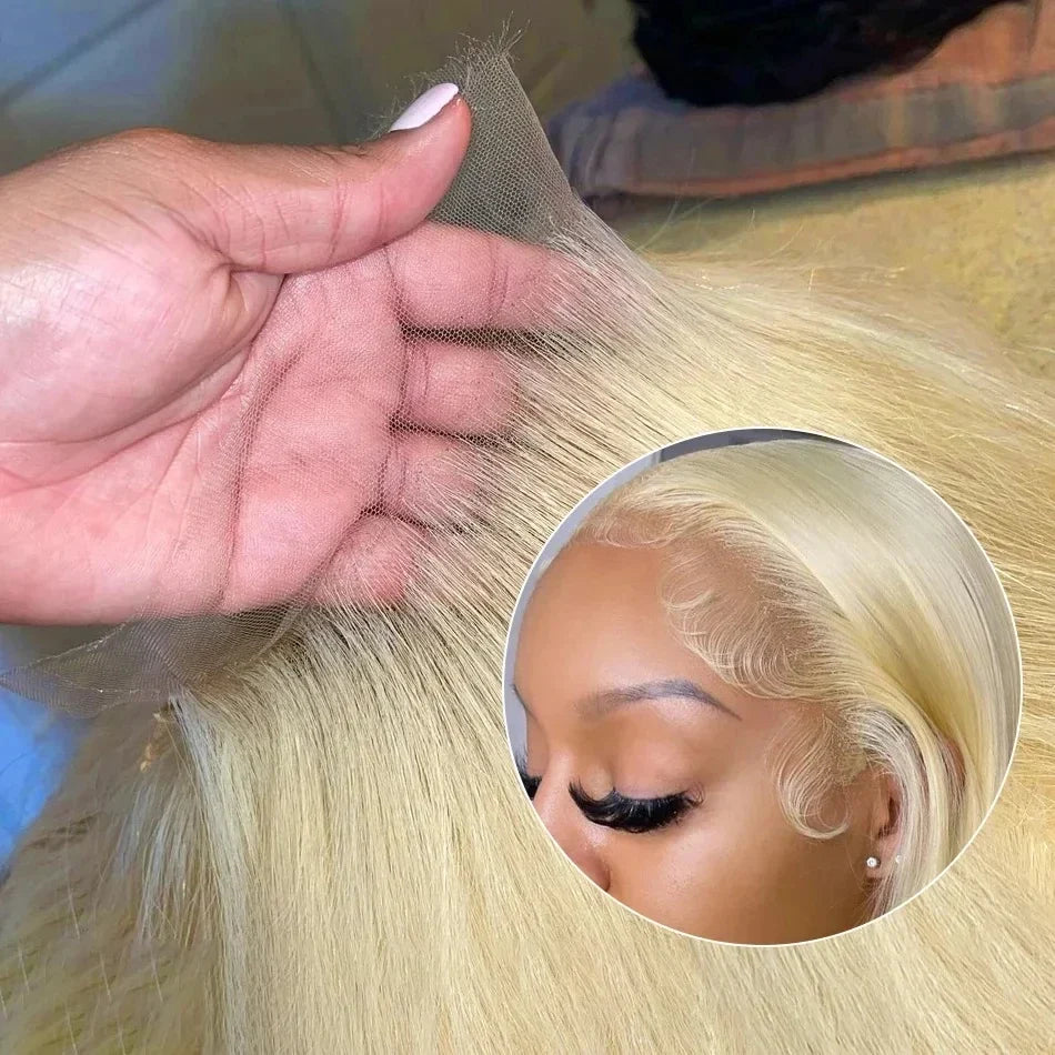 Rosabeauty 40 Inch 13x4 Straight 613 Hd Honey Blonde Lace Front Human Hair Wigs Brazilian 13x6 Color Lace Frontal Wigs For Women