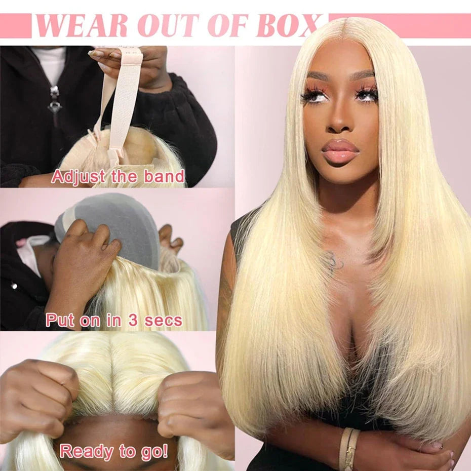 Blonde Preplucked Wigs 613 5x5 Transparent Lace Closure Wig Bone Straight Brazilian Remy Human Hair Lace Wigs For Black Women