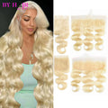 613 Blonde Body Wave Closure 13x4 Lace Frontal Human Hair Pre-Plucked With HD Transparent Lace Remy Peruvian Hair 150% Density
