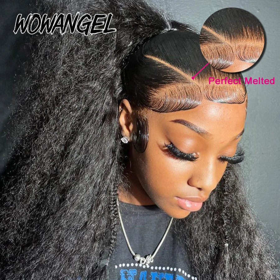 Wow Angel Water Wave HD Full Lace Frontal Wigs 36 inches 250% Human Hair Wigs Brazilian Hair Pre Plucked Glueless Wigs For Women