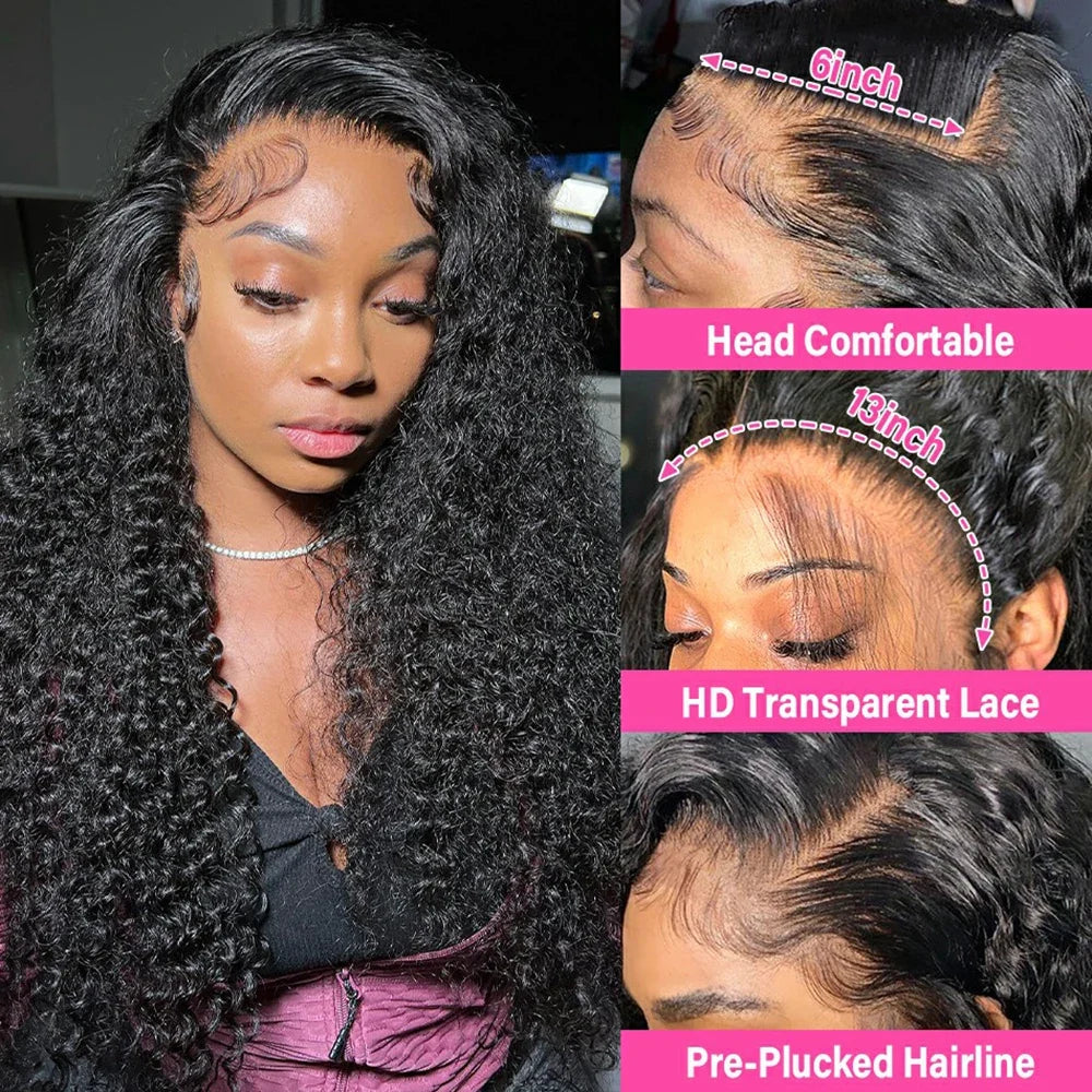 Transparent Remy Deep Wave Lace Front Wig 13x4 13x6 Water Wave Lace Frontal Wig 4X4 Closure Human Hair Wigs For Women Glueless