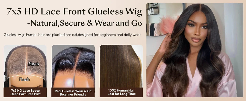 UNice 7x5 Bye Bye Slip Black to Chestnut Brown Ombre Yaki Straight Human Hair Wigs With Invisi Drawstring