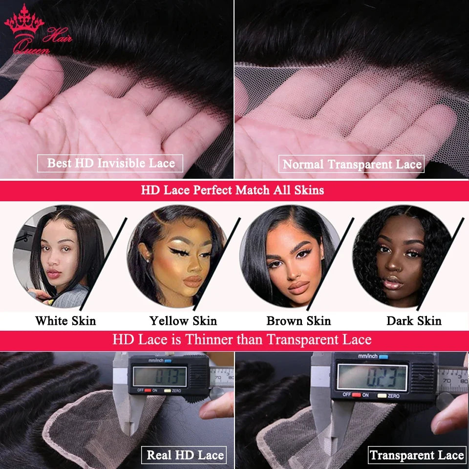 Queen Hair Loose Deep Real HD Lace Wig Raw Hair Pre Plucked Full Frontal 13x6 13x4 5x5 6x6 Closure Melt Skin Lace HD Lace Wig