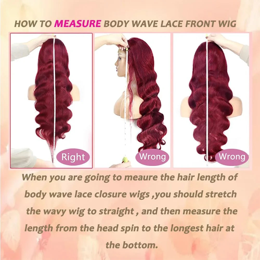 250 Density Burgundy 13x4 HD Lace Frontal Body Wave Wig for Women 99J Colored for Daily Party Use