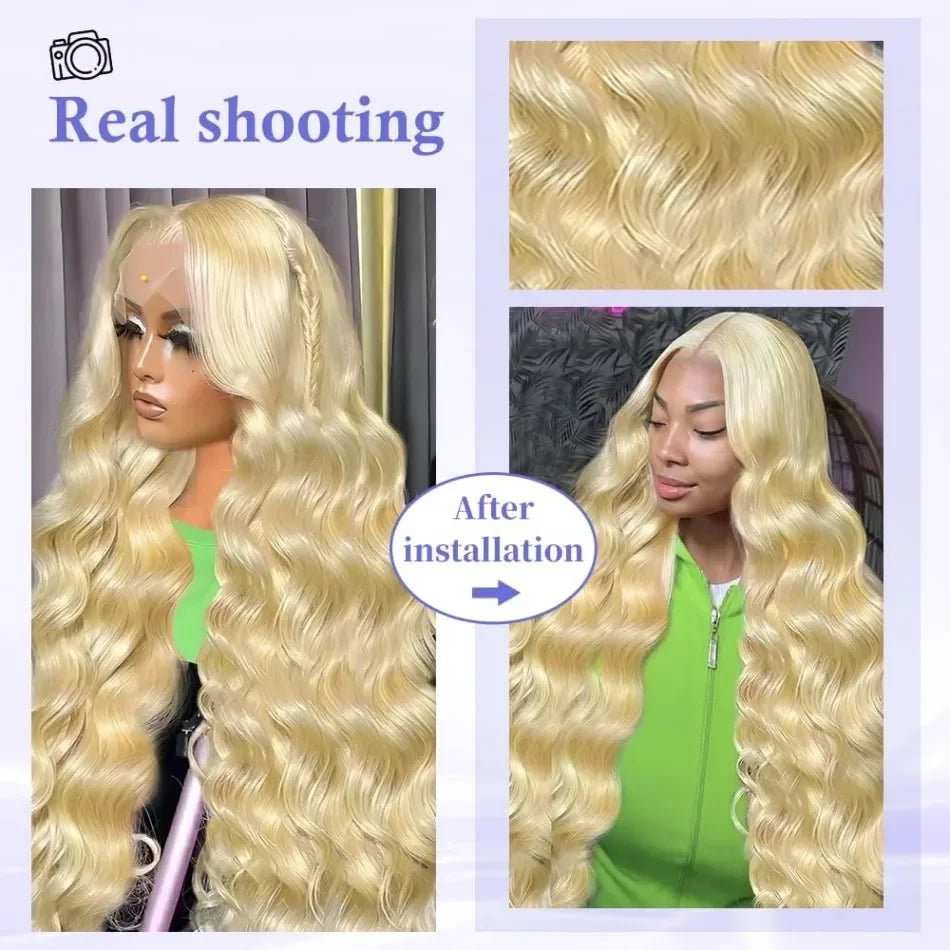 13x6 Hd 613 Blonde Body Wave 100% Human Hair Wigs Brazilian 30 40 Inch Transparent Lace Frontal Wig Wet And Wavy Lace Front Human Hair Wig
