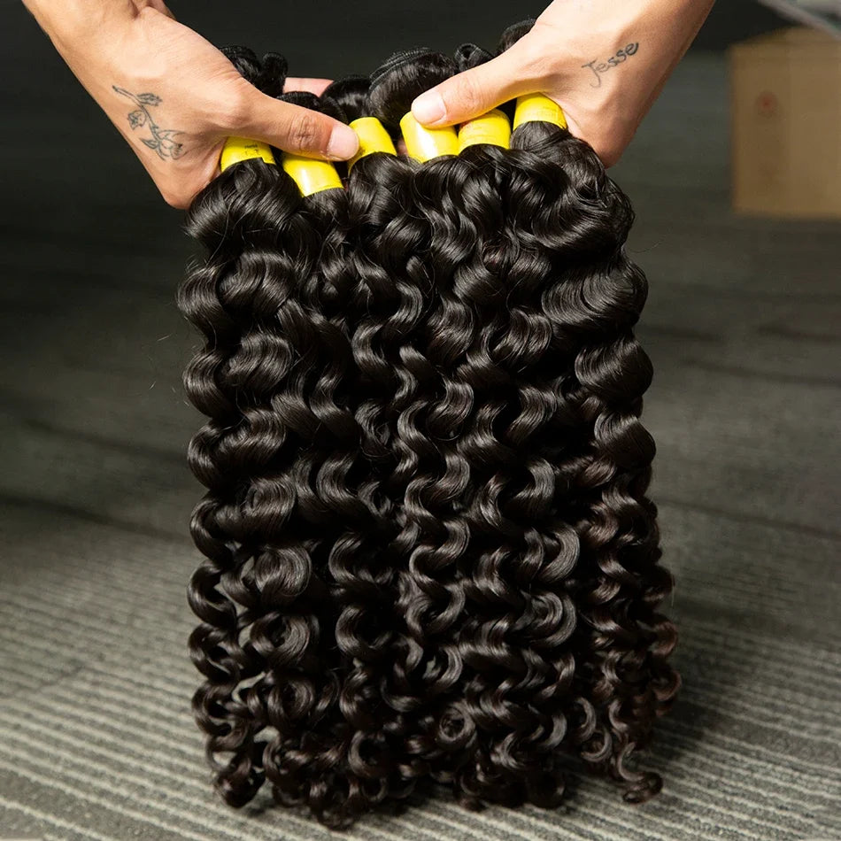 Rosabeauty Deep Wave Human Hair Bundles Brazilian 3 4 Bundles Remy Curly Water Wave Human Hair Extensions Double Weft