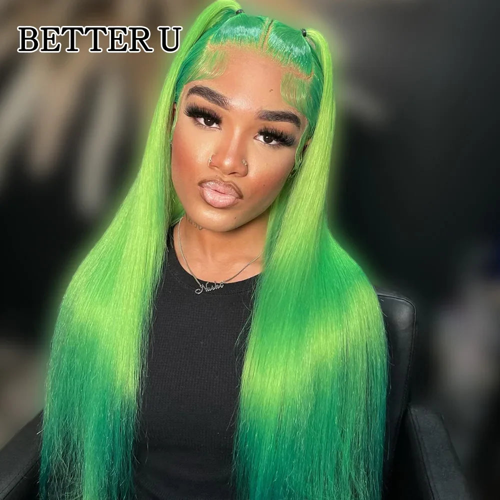 Lime Green Straight 13x6 Lace Frontal Wig PrePlucked Peruvian Remy Hair 613 Blonde Wig 13x4 Lace Front Human Hair Wigs For Women