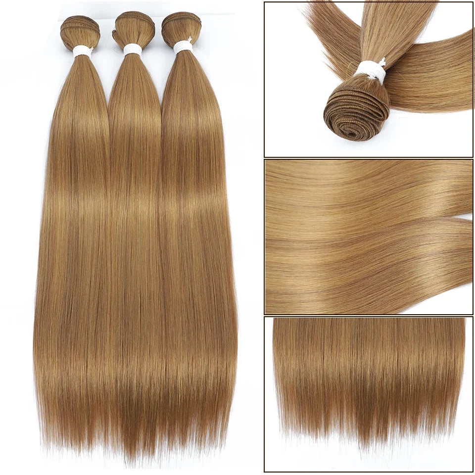 613 Honey Blonde Straight Hair Bundles Ombre Hair Extension 30 32 34 36Inch Super Long Hair Grey Synthetic Straight Hair Weaving