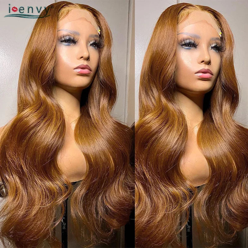 Orange Brown Lace Front Wigs Colored Ginger Blonde 13X6 Lace Frontal Human Hair Wigs Remy Burgundy Red Body Wave Lace Front Wig