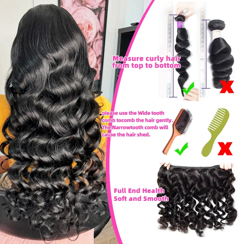Luvin Loose Deep Wave Raw Human Hair Bundles 34 Inch 1/3/5 Brazilian Double Weft Virgin Curly Bundles Deep Wave Extensions