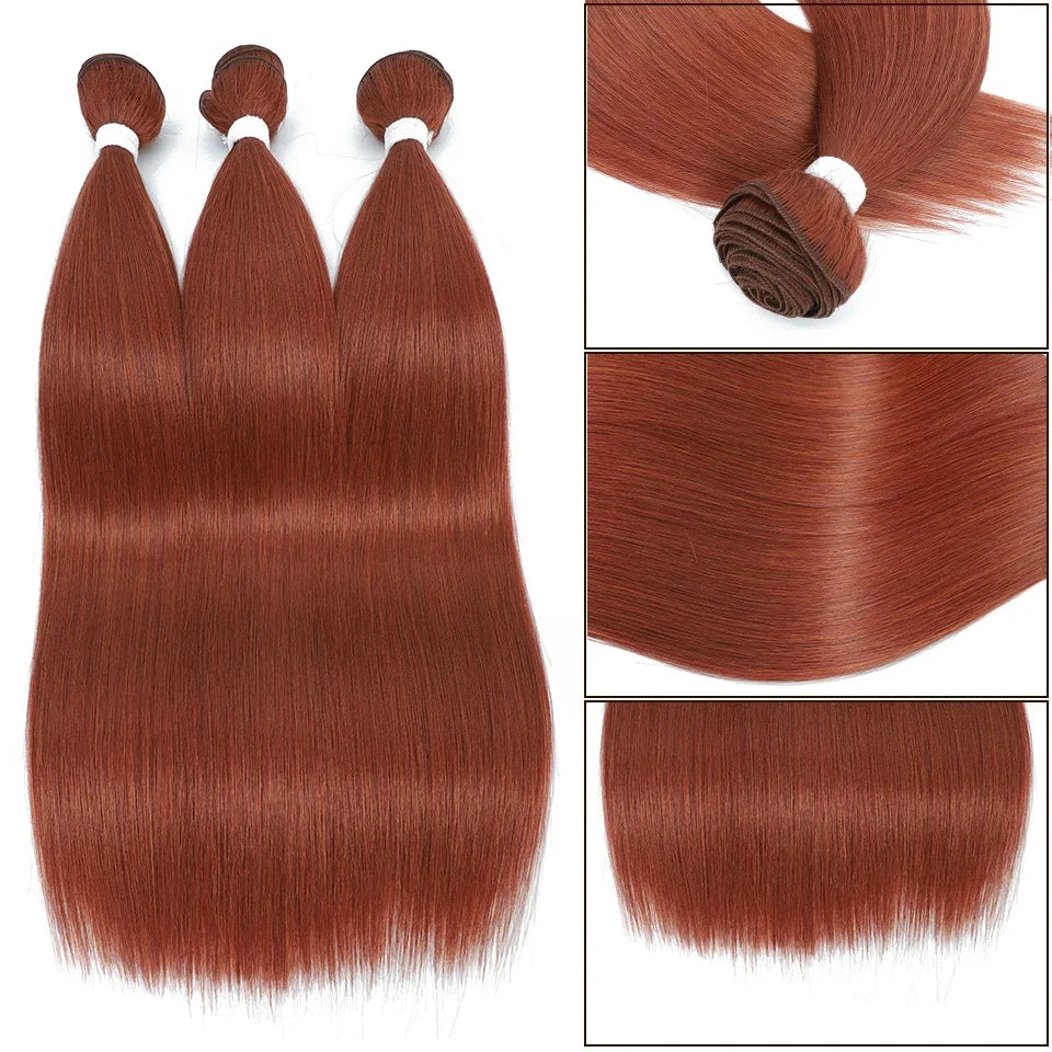 613 Honey Blonde Straight Hair Bundles Ombre Hair Extension 30 32 34 36Inch Super Long Hair Grey Synthetic Straight Hair Weaving