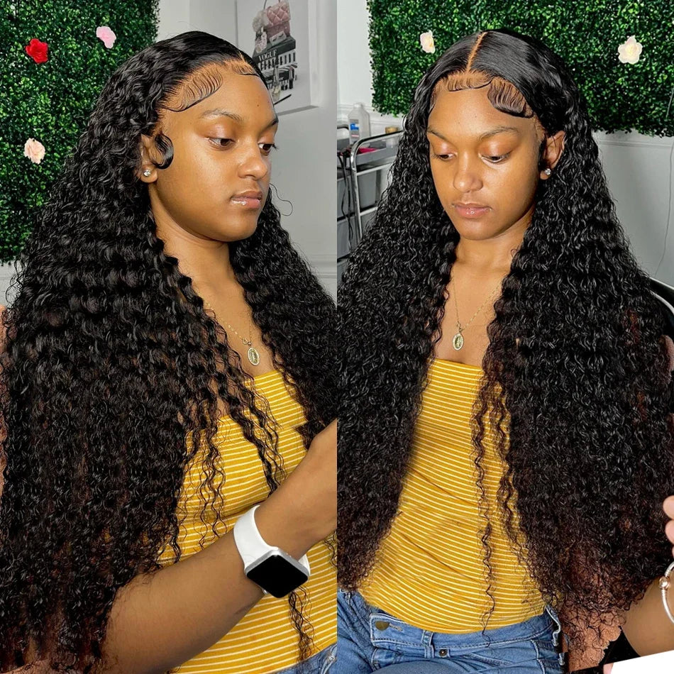 Deep Wave Frontal Wig 13x6 HD Lace Frontal Wig 13X4 28 30 32 34 36 Inch Human Hair Lace Frontal Wig Deep Curly Lace Front Wig