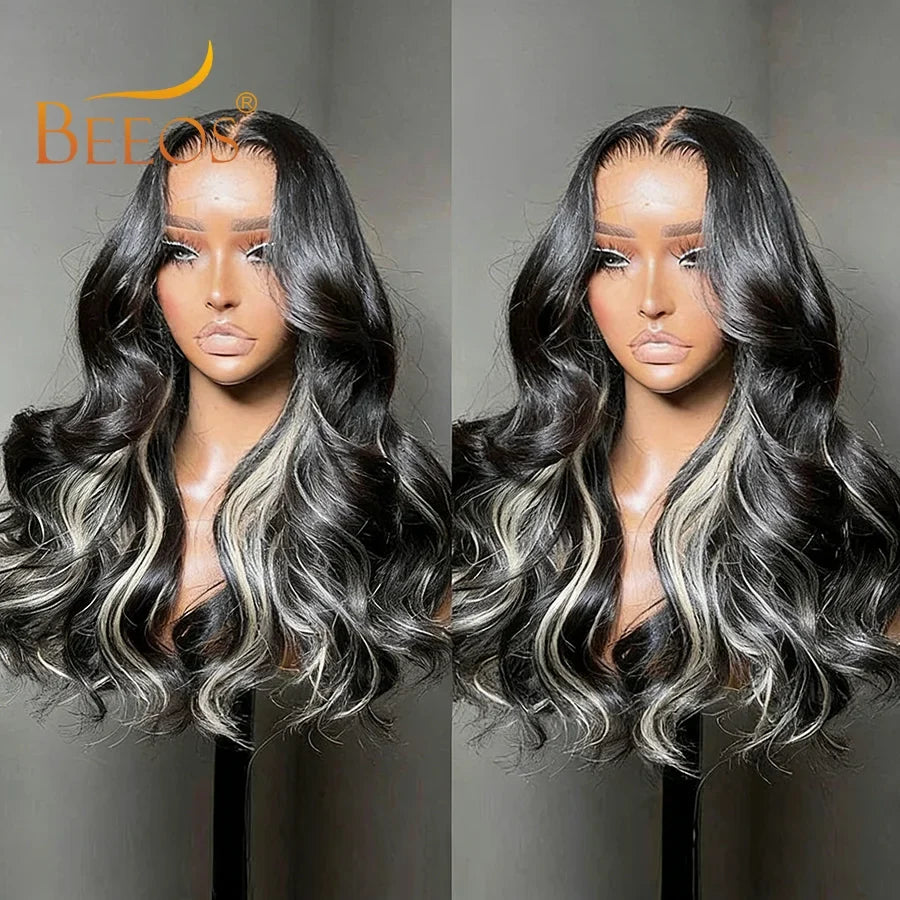 BEEOS 1B/613 Oreo Highlight 13x6 HD Lace Frontal Wig 250% Pre Plucked 613 Blonde Body Wave 5x5 HD Lace Closure Wig For Women