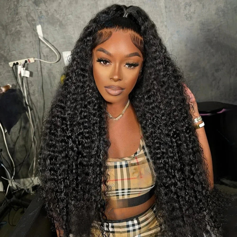 High Density 13x6 Hd Lace Frontal Wigs Brazilian 30 40 Inch Loose Deep Wave Curly Human Hair Wigs For Black Women Preplucked