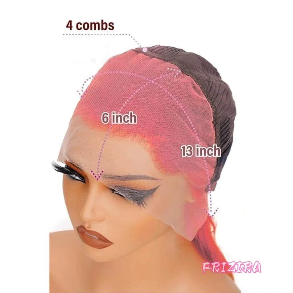 250% Density Light Pink Bone Straight Pink Human Hair Wig 30 Inch 13x6 HD Transparent Lace Frontal Wigs Real Human Hair
