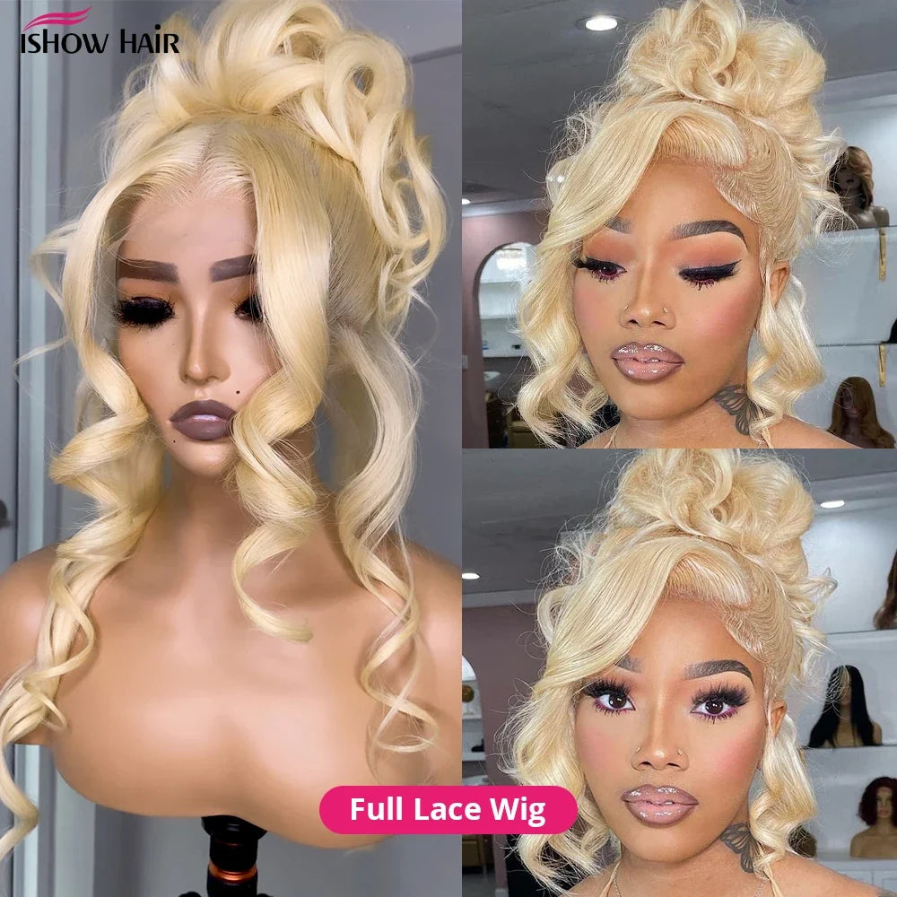 Ishow 613 Full Lace Human Hair Wig Blonde Lace Front Wig Human Hair Full Lace Wig Straight 13x4 Lace Front Human Hair Wig