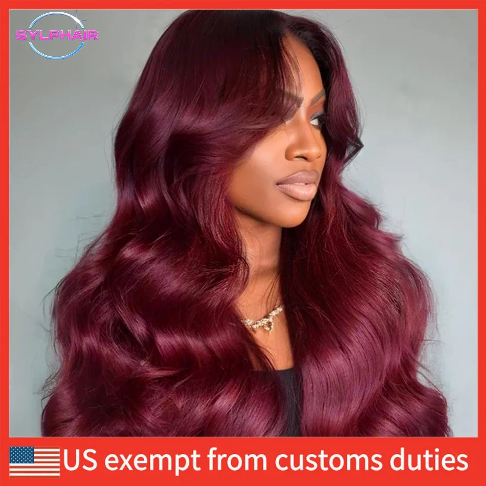 Body Wave Wig Burgundy Lace Front Wig 13x4 13x6 Hd Lace Frontal Wig 4x4 Lace Wig Human Hair Pre Plucked 99j Red Colored Wig