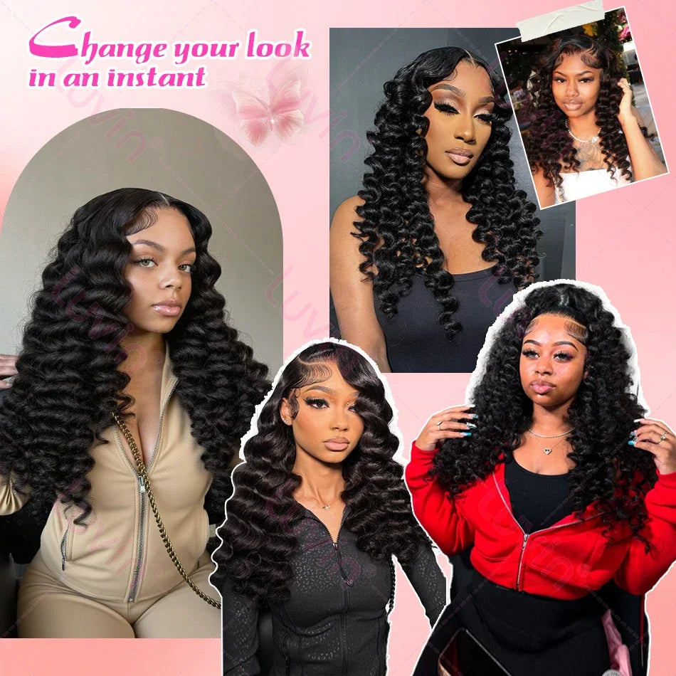 Luvin Loose Deep Wave Raw Human Hair Bundles 34 Inch 1/3/5 Brazilian Double Weft Virgin Curly Bundles Deep Wave Extensions