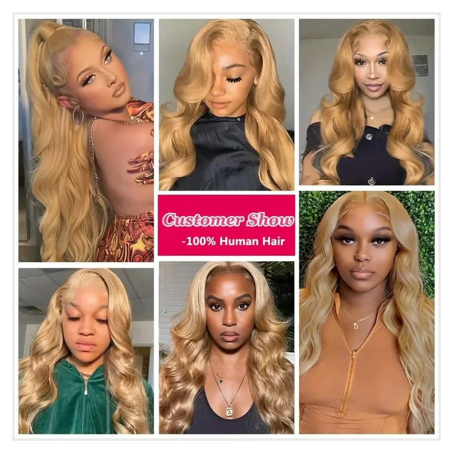 #27 Honey Blonde Wig Human Hair 13x6 Human Hair Lace Frontal Wig 30 Inch Raw Hair Vietnamese Body Wave Lace Front Human Hair Wig