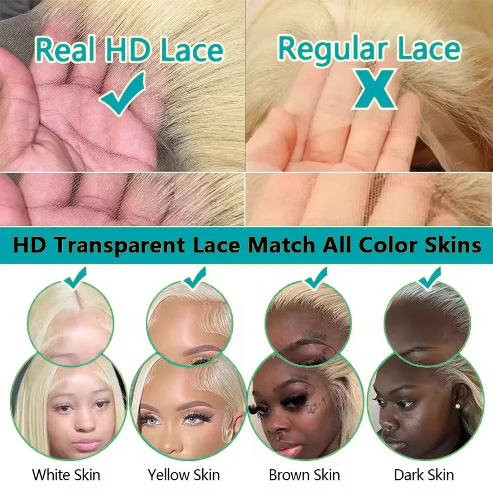 13x6 Hd 613 Blonde Body Wave 100% Human Hair Wigs Brazilian 30 40 Inch Transparent Lace Frontal Wig Wet And Wavy Lace Front Human Hair Wig