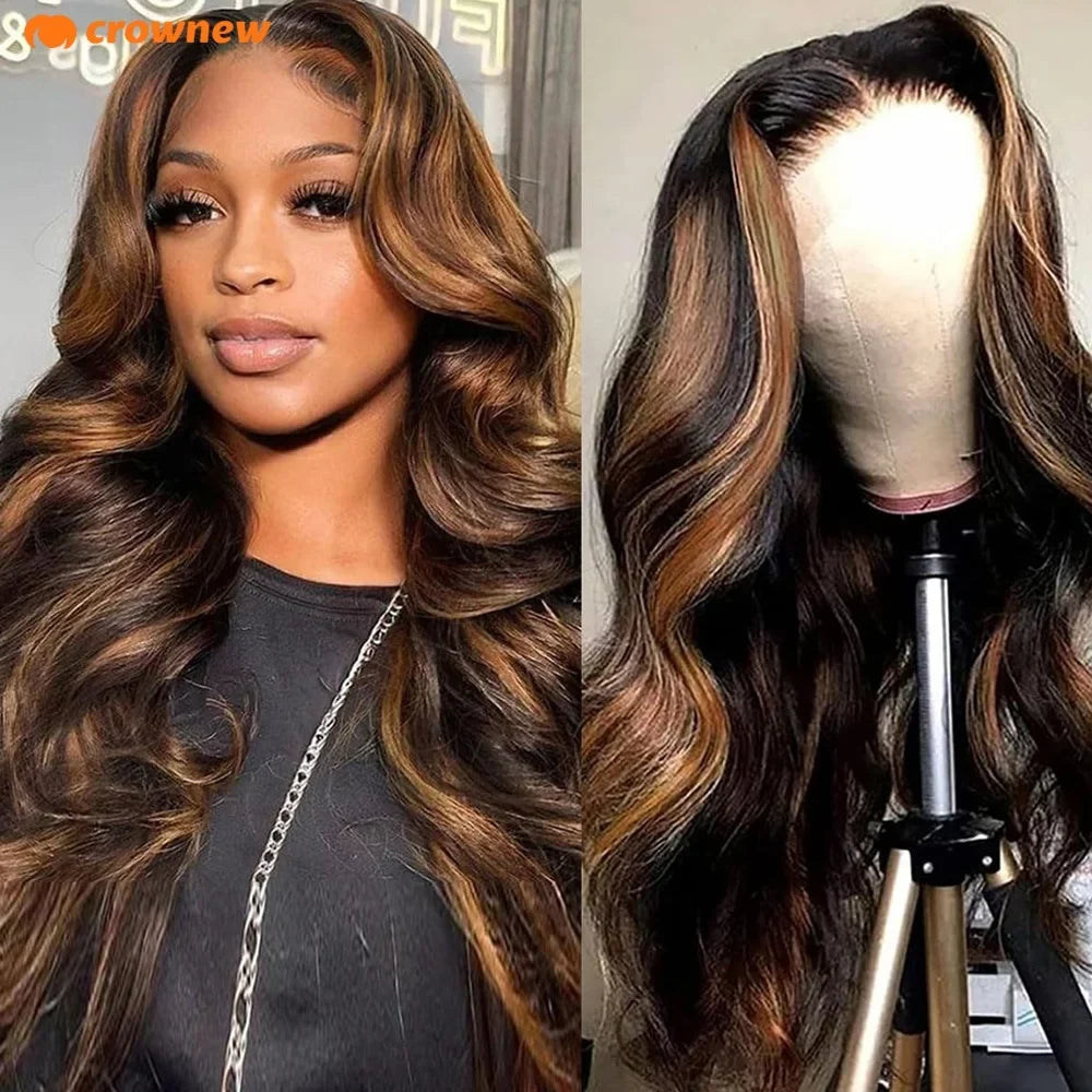 Highlight Wig Human Hair P1B-30 Body Wave Human Hair Wigs 13X4 13x6 HD Lace Frontal Wig Pre Plucked 200% Ombre Human Hair Wig