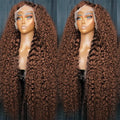 13x4 Chocolate Brown Water Curly Lace Front Wig #4 Colored Human Hair Wigs Pre Plucked Deep Wave 13x6 HD Lace Frontal Wigs 200%