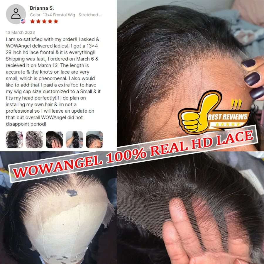 13x6 HD Full Lace Frontal Wigs 250% Invisible HD Lace Front Human Hair Wigs  Straight Melt Skins Pre Plucked Brazilian Hair Wig