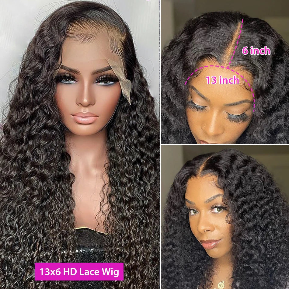 42 Inch Curly Wigs Deep Wave Frontal Wig 13x6 Hd Lace Frontal Wig Brazilian Pre Plucked Glueless 13x4 Human Hair Wigs For Women