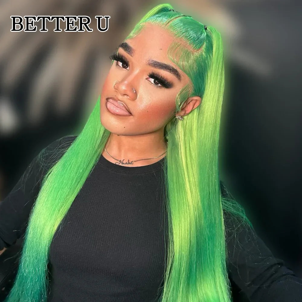Lime Green Straight 13x6 Lace Frontal Wig PrePlucked Peruvian Remy Hair 613 Blonde Wig 13x4 Lace Front Human Hair Wigs For Women