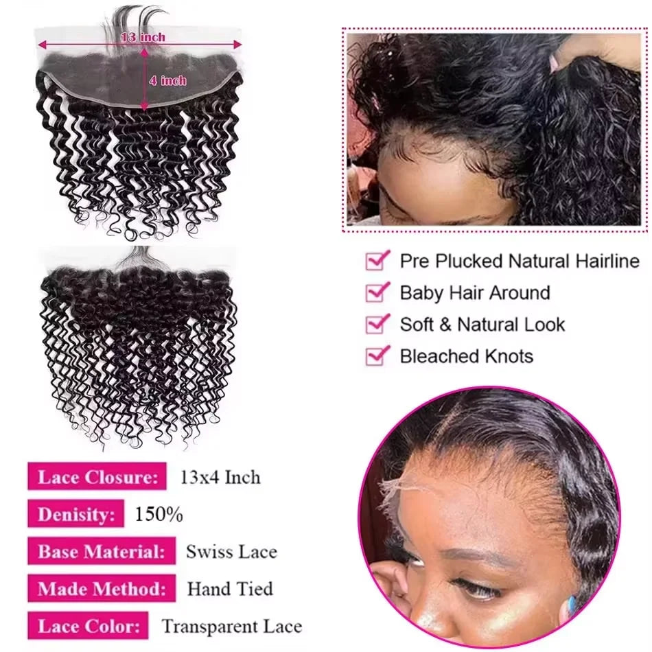 Human Hair Bundles With Closure Burmese Deep Wave Raw 3 4 Bundles With 4x4 5x5 HD Lace Closure Curly Weave With 13x4 Frontal