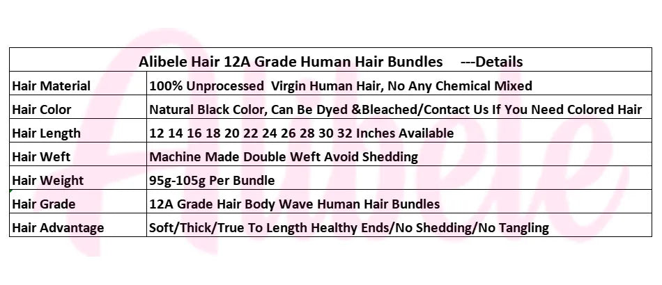 12A Grade Body Wave Bundles Malaysia Raw Hair Weave Bundles Alibele Hair Water Wave Bundles Wholesale Bundles Natural BlackColor