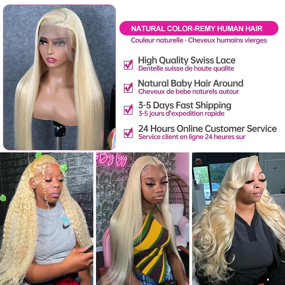 Rosabeauty 40 Inch 13x4 Straight 613 Hd Honey Blonde Lace Front Human Hair Wigs Brazilian 13x6 Color Lace Frontal Wigs For Women