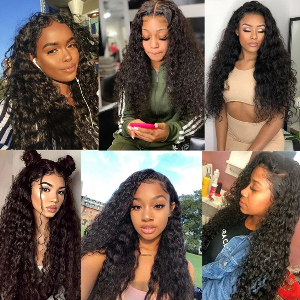 Transparent Remy Deep Wave Lace Front Wig 13x4 13x6 Water Wave Lace Frontal Wig 4X4 Closure Human Hair Wigs For Women Glueless