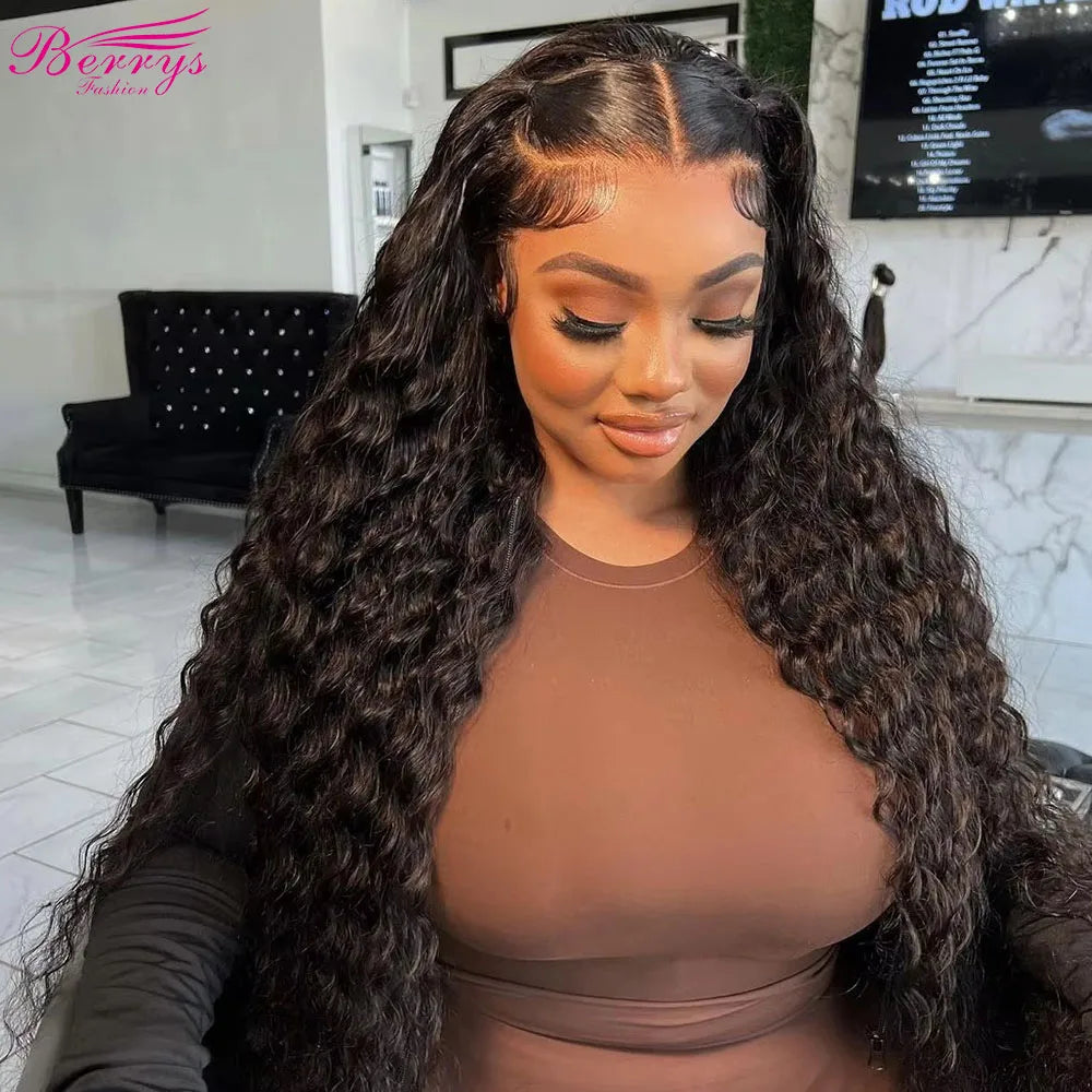 Berrys Fashion Hair Water Wave 13x6 HD Lace Frontal Wig Peruvian 250% Water Wave Lace Frontal Wig 5x5 Lace Closure Wig For Women